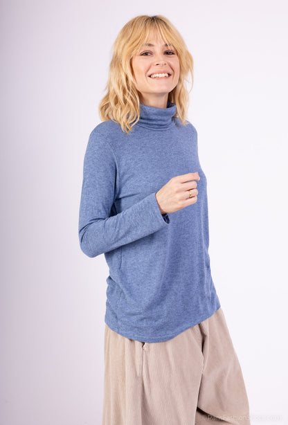 T-Shirt Confort Manche Longue Col Roulé 30% Laine 30% Angora