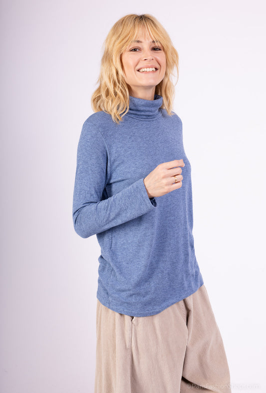 T-Shirt Confort Manche Longue Col Roulé 30% Laine 30% Angora