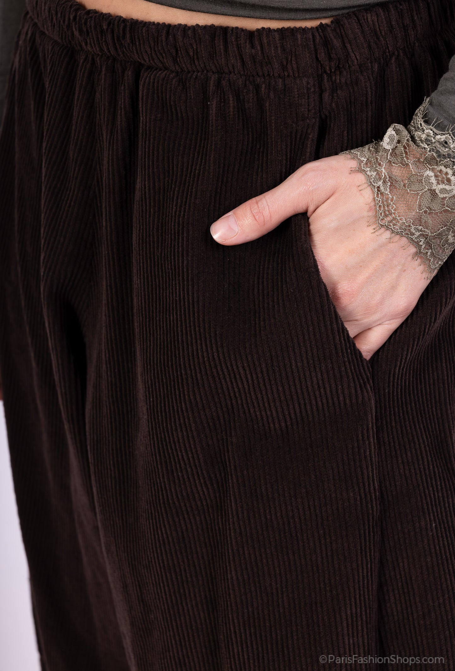 Pantalon Ballon Taille Élastique Velours Côtelé 100% Coton