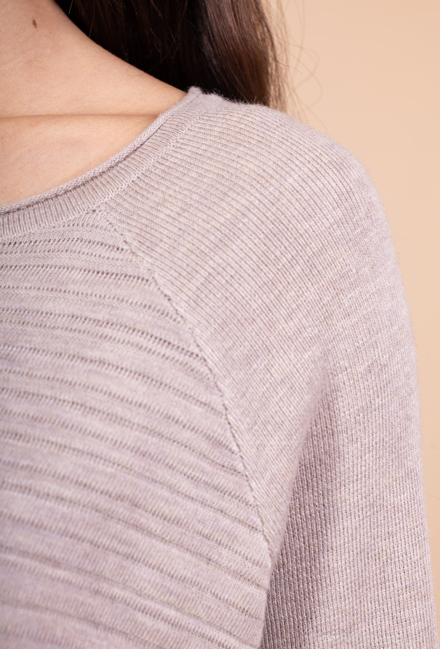 Pull Tunique Coupe Asymétrique Relief Rayures