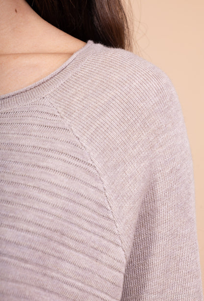 Pull Tunique Coupe Asymétrique Relief Rayures