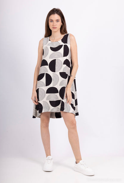 Robes Motifs Cercles Longueur Mi-Cuisse