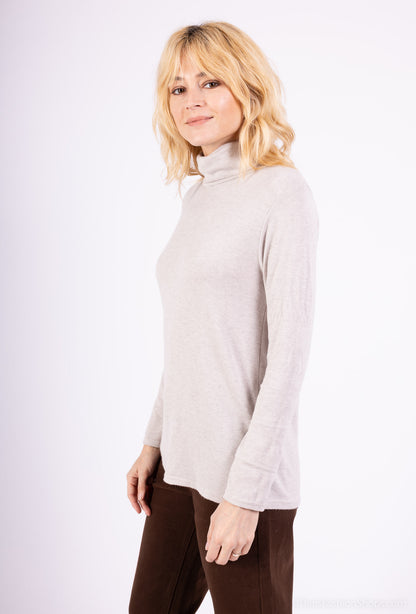 T-Shirt Confort Manche Longue Col Roulé 30% Laine 30% Angora