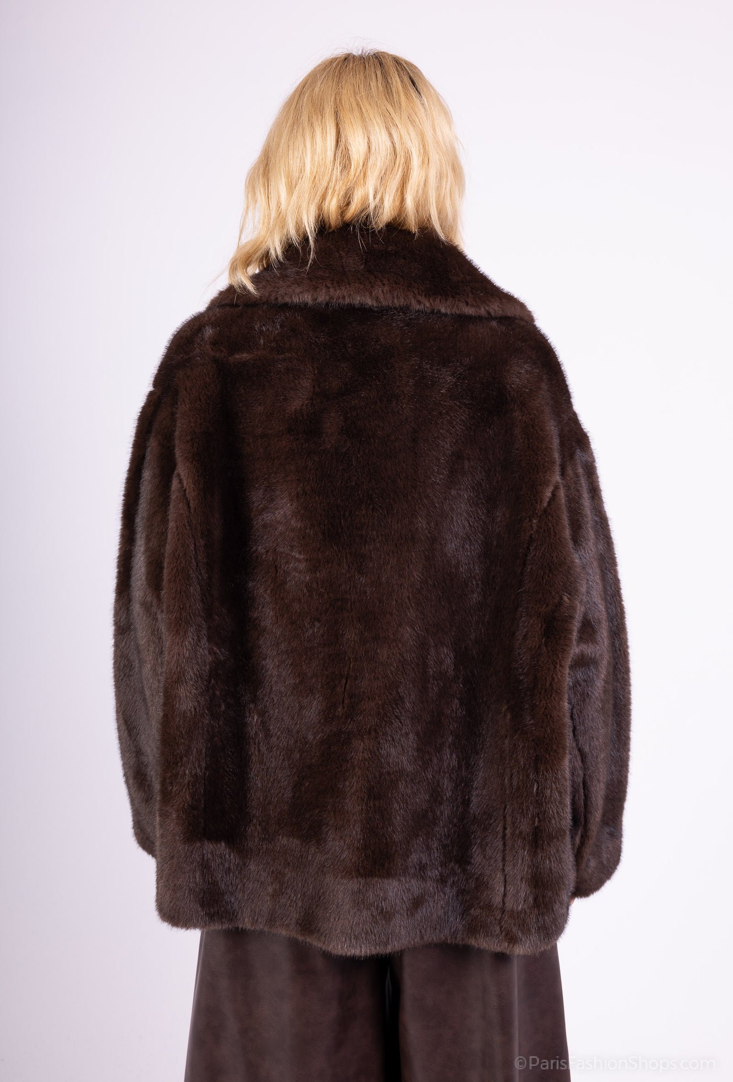 Manteau Fausse Fourrure Col Tailleur Boutonnage Double