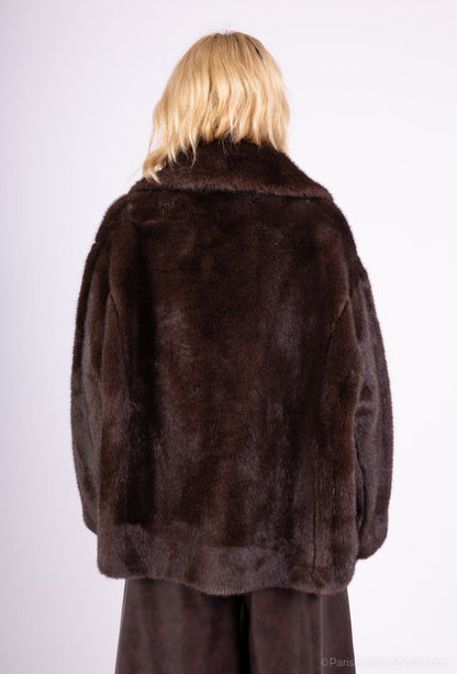 Manteau Fausse Fourrure Col Tailleur Boutonnage Double