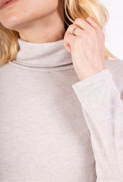 T-Shirt Confort Manche Longue Col Roulé 30% Laine 30% Angora