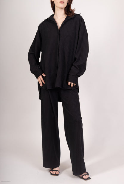 Ensemble Chemisier & Pantalon Large Confort Effet Relief