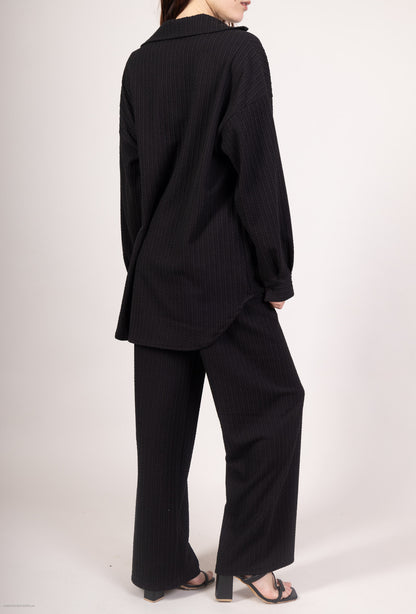 Ensemble Chemisier & Pantalon Large Confort Effet Relief