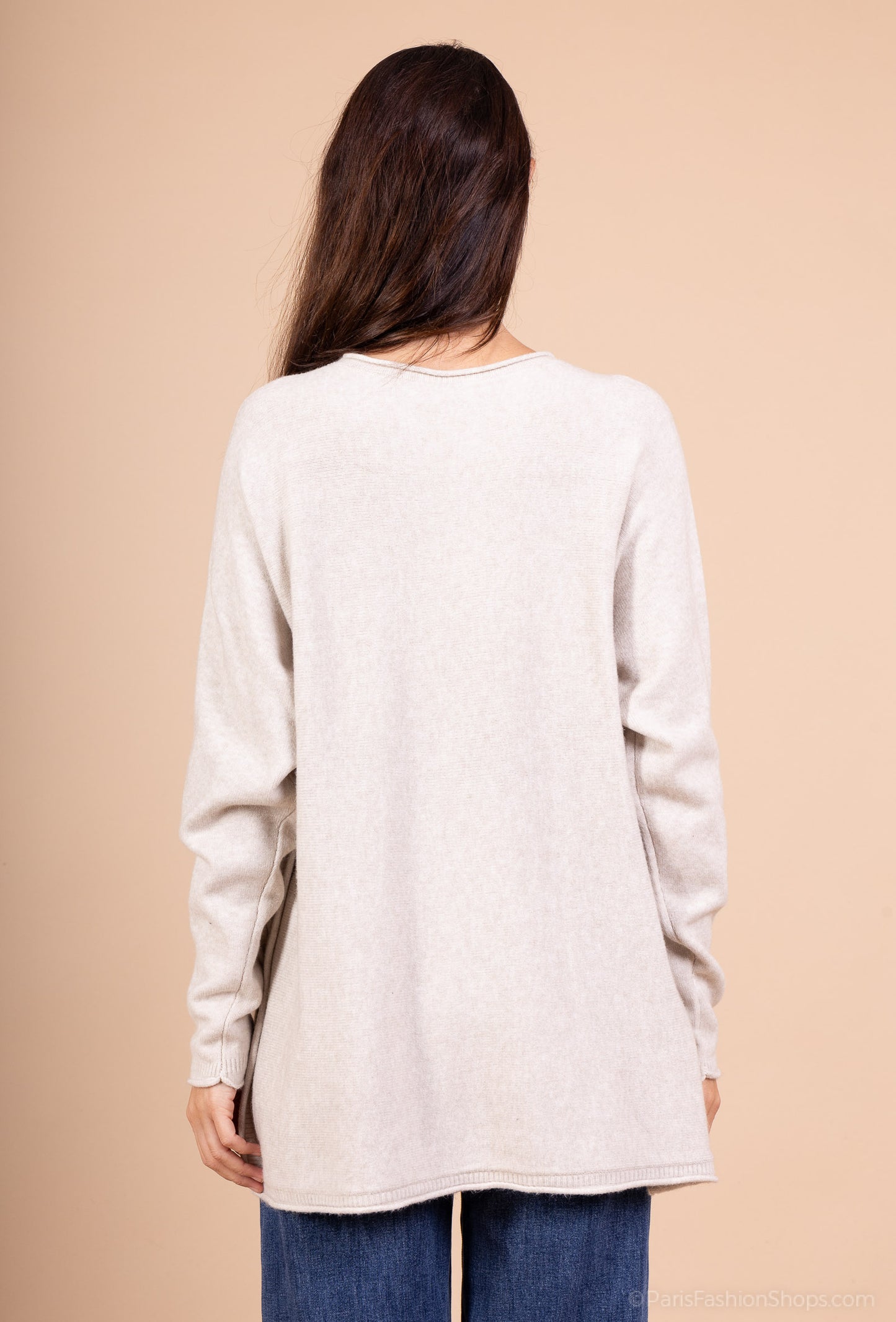 Pull Ample Fentes Cotés Boutonnées Poches Décoratives