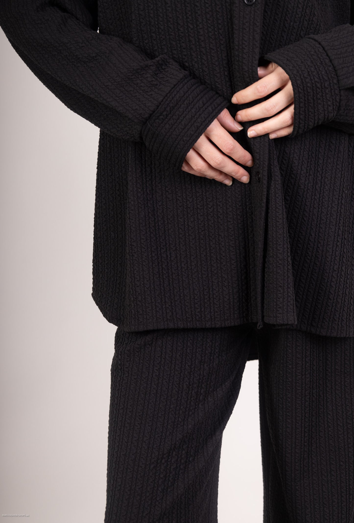Ensemble Chemisier & Pantalon Large Confort Effet Relief