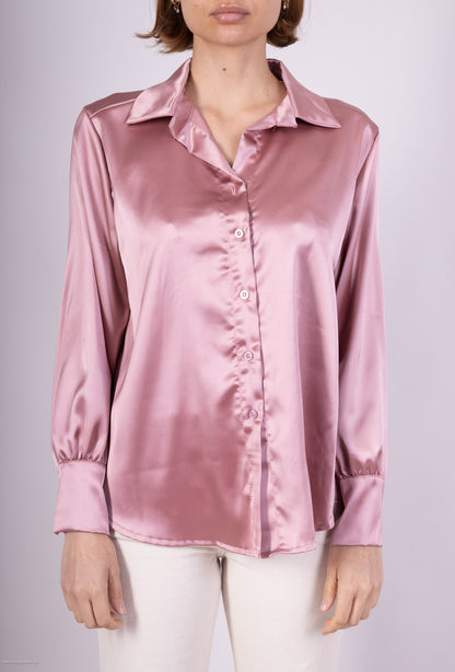 Chemise Coupe Droite Simple Manche Boutonnée Satin