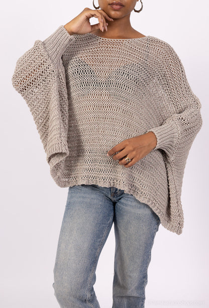 Pull Maille Large Manche Chauve Souris Avec Lurex En Viscose