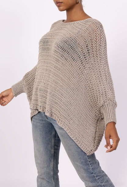 Pull Maille Large Manche Chauve Souris Avec Lurex En Viscose
