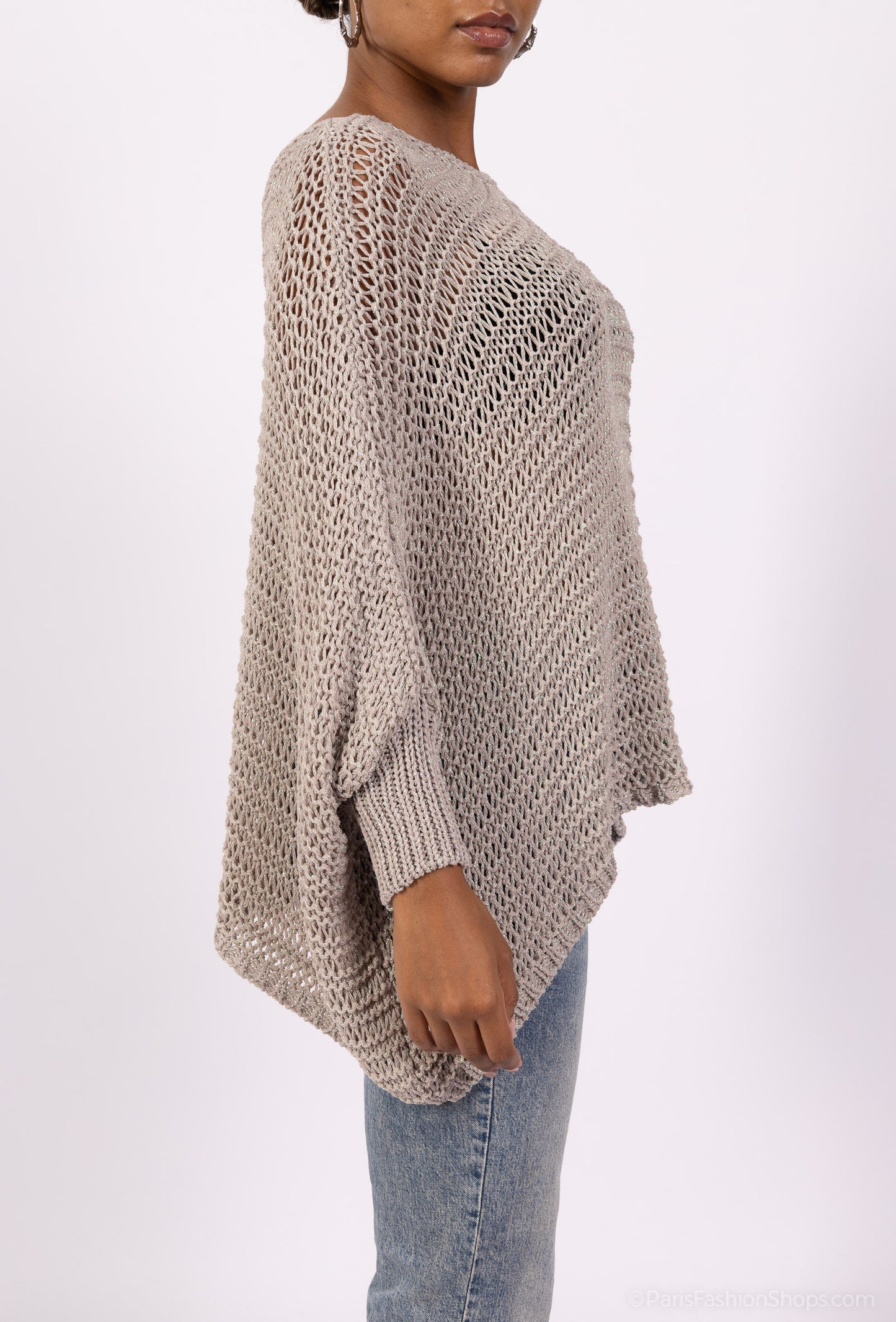 Pull Maille Large Manche Chauve Souris Avec Lurex En Viscose