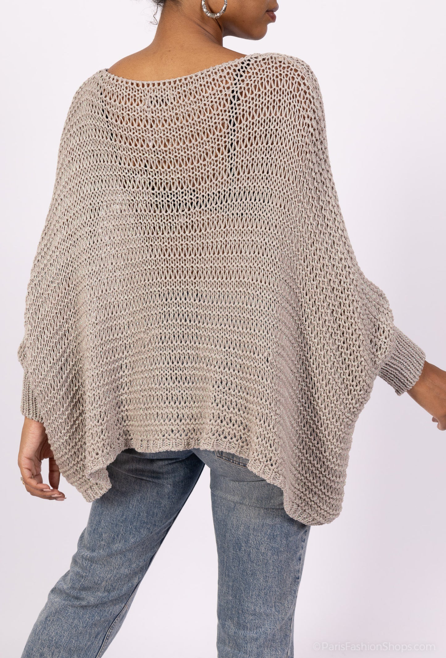 Pull Maille Large Manche Chauve Souris Avec Lurex En Viscose