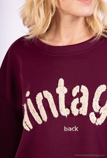 Sweater Large Stretch Confort Broderie Moumoute "Vintage"