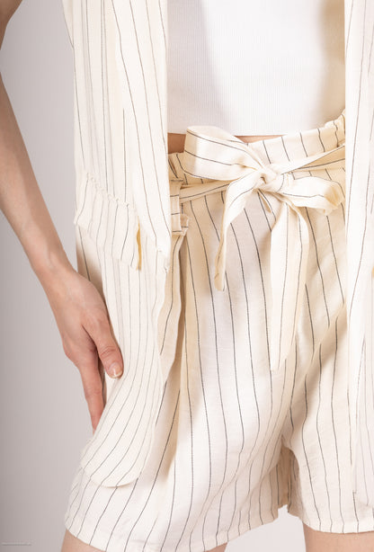 Ensemble Gilet & Short Rayures Viscose et Nylon