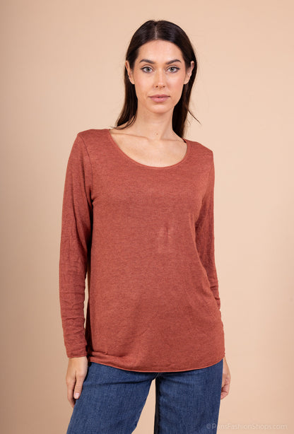 T-Shirt Manche Longue Col Rond 30% Laine 30% Angora