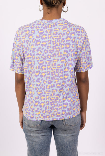 T-Shirt Manche Courte Col Rond Motif Léopard 100% Coton