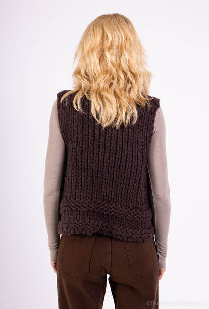 Gilet Tricoté Torsadé Maille Large Évasé