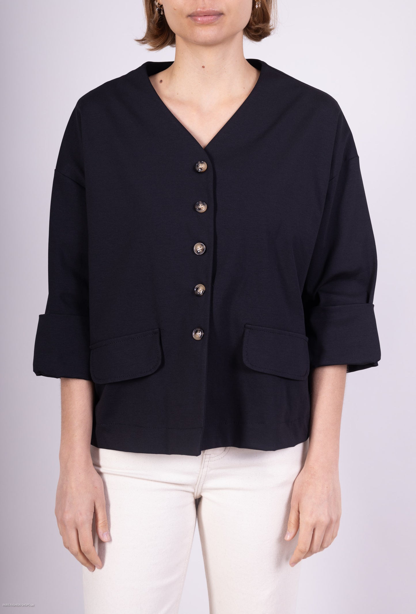 Gilet Col V Taille Cordon De Serrage Poches