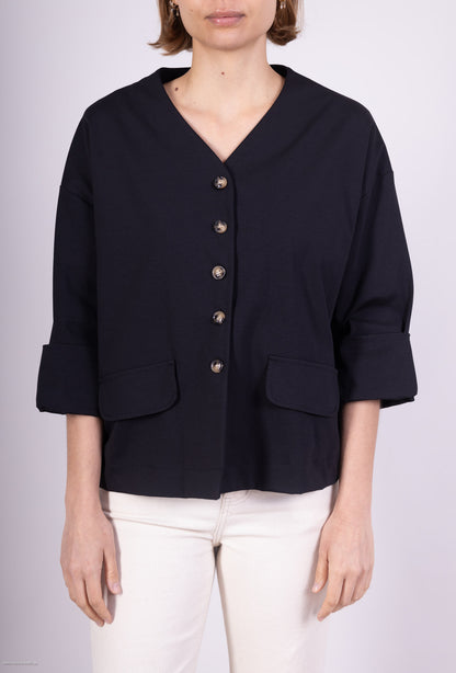 Gilet Col V Taille Cordon De Serrage Poches