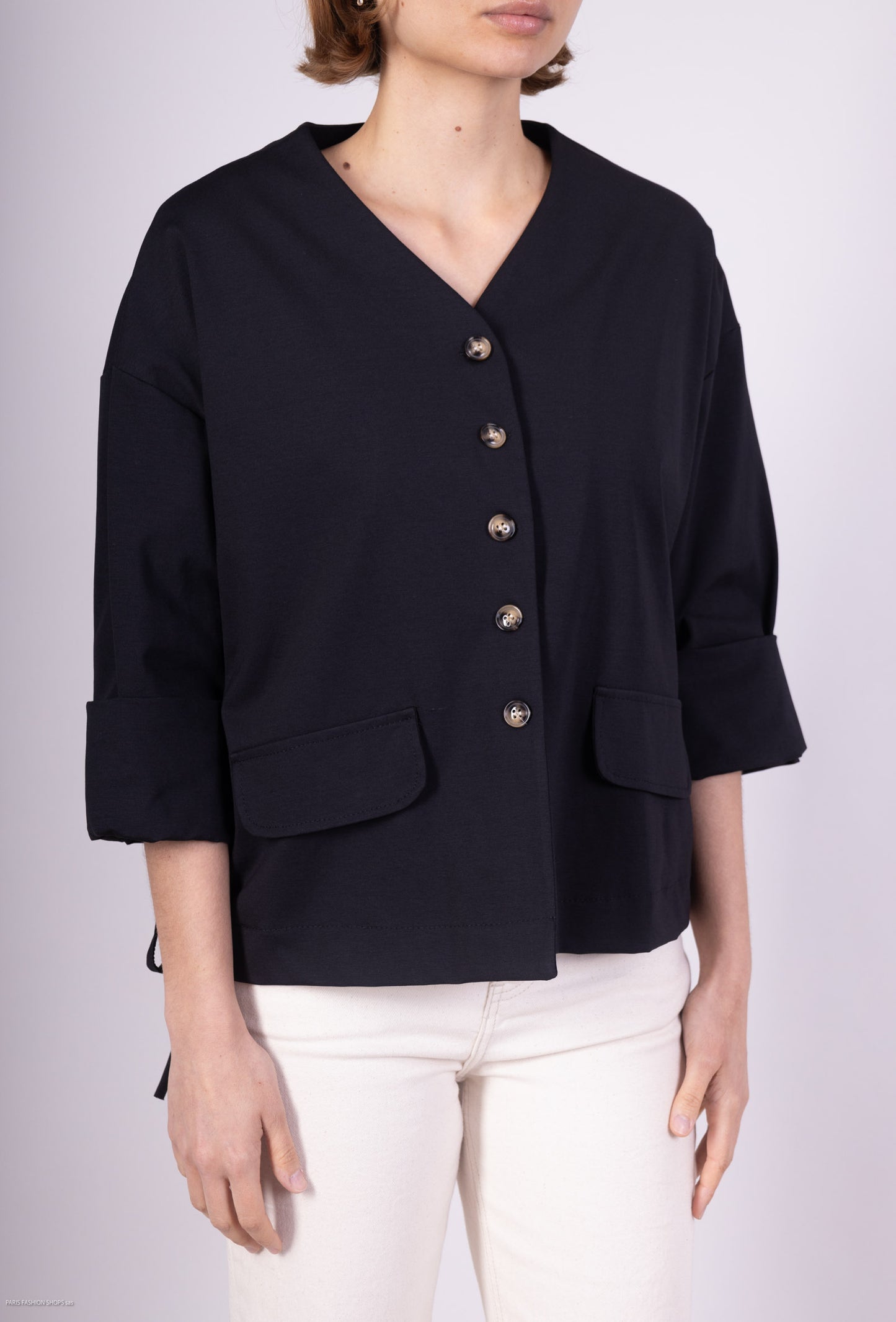 Gilet Col V Taille Cordon De Serrage Poches