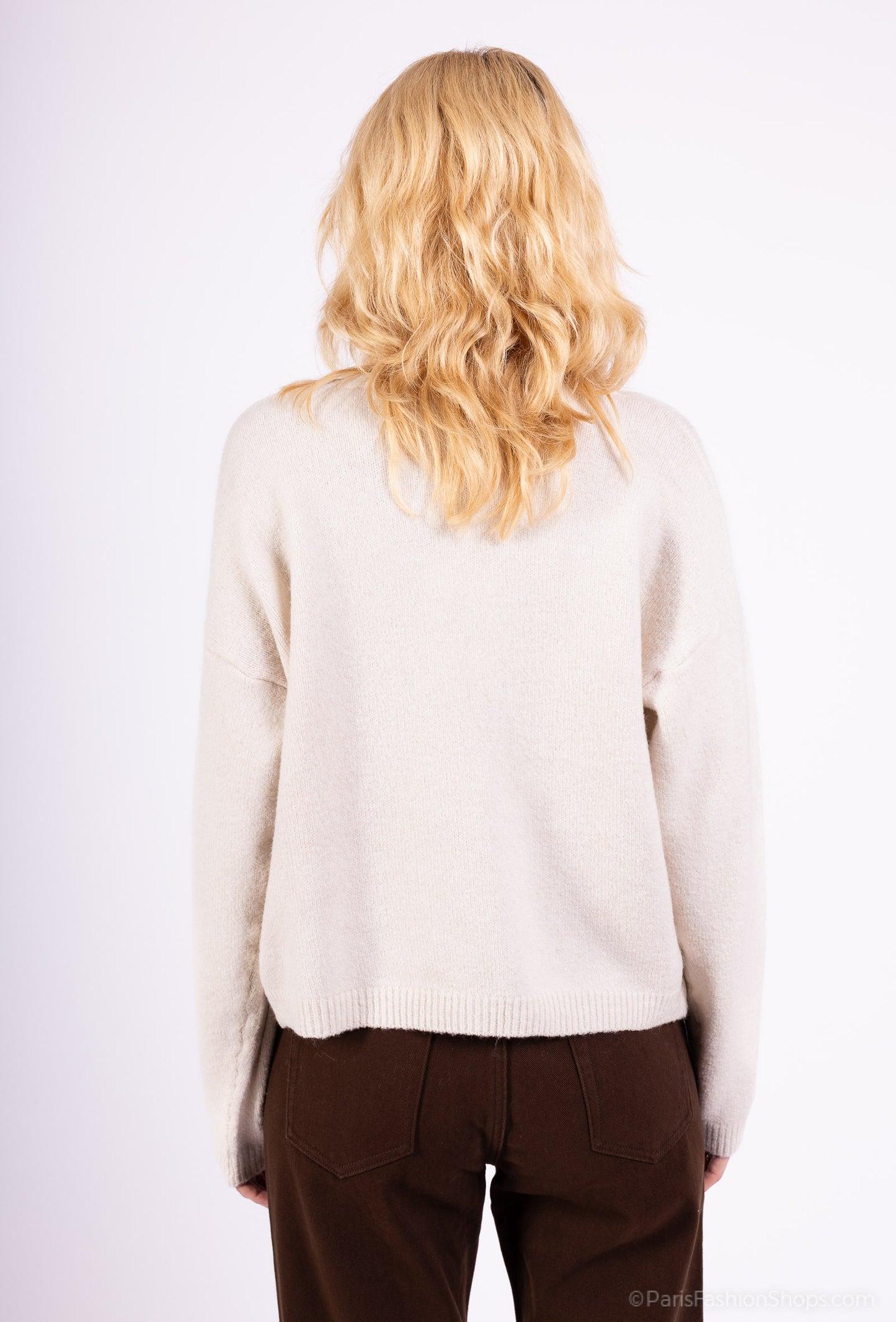 Cardigan Large Boutons Fantaisie Bords-Côtes 10% Laine