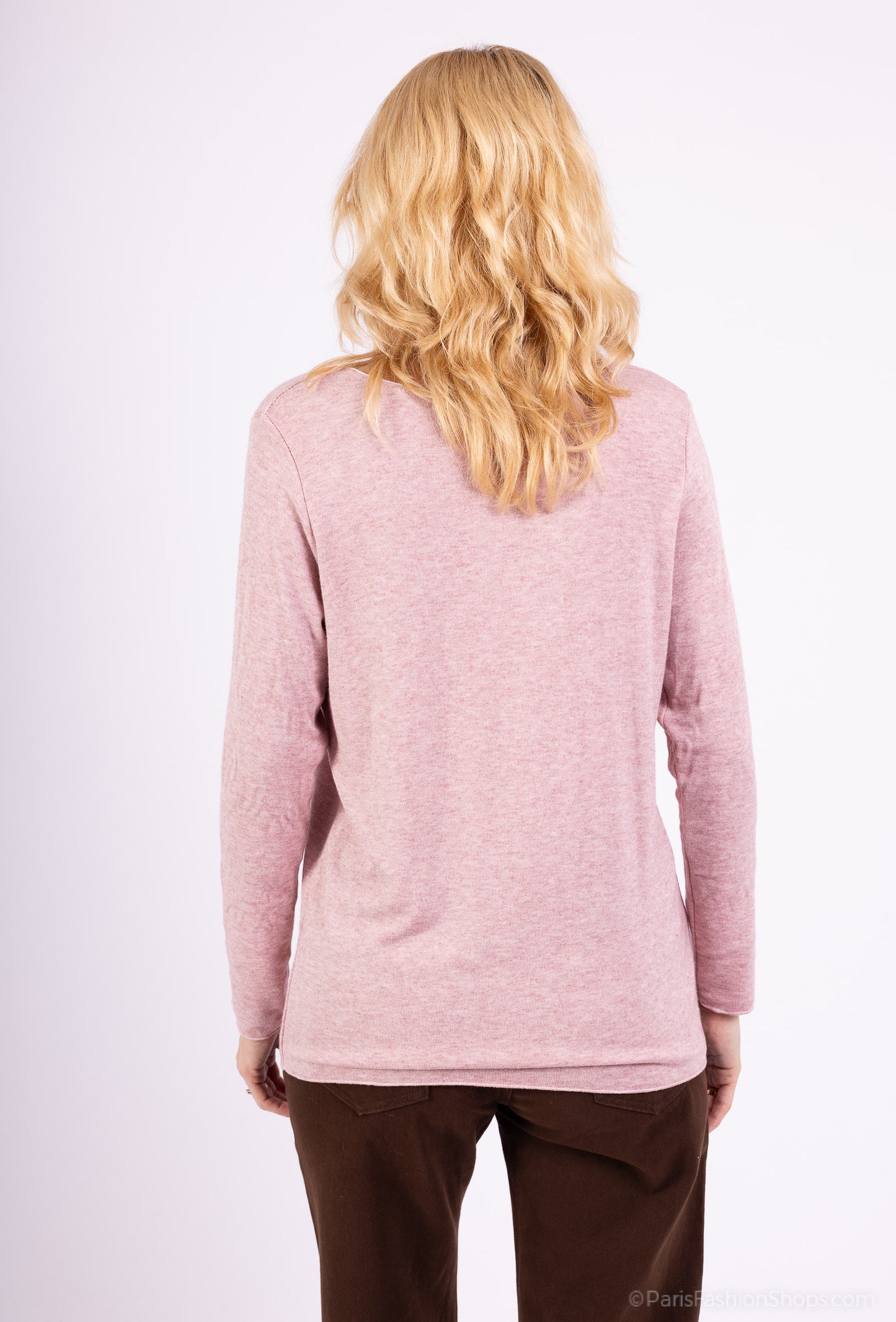 T-Shirt Confort Manche Longue Col V 30% Laine 30% Angora