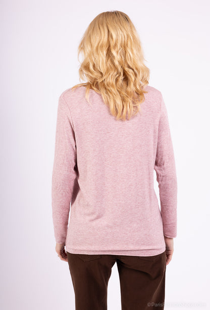 T-Shirt Confort Manche Longue Col V 30% Laine 30% Angora