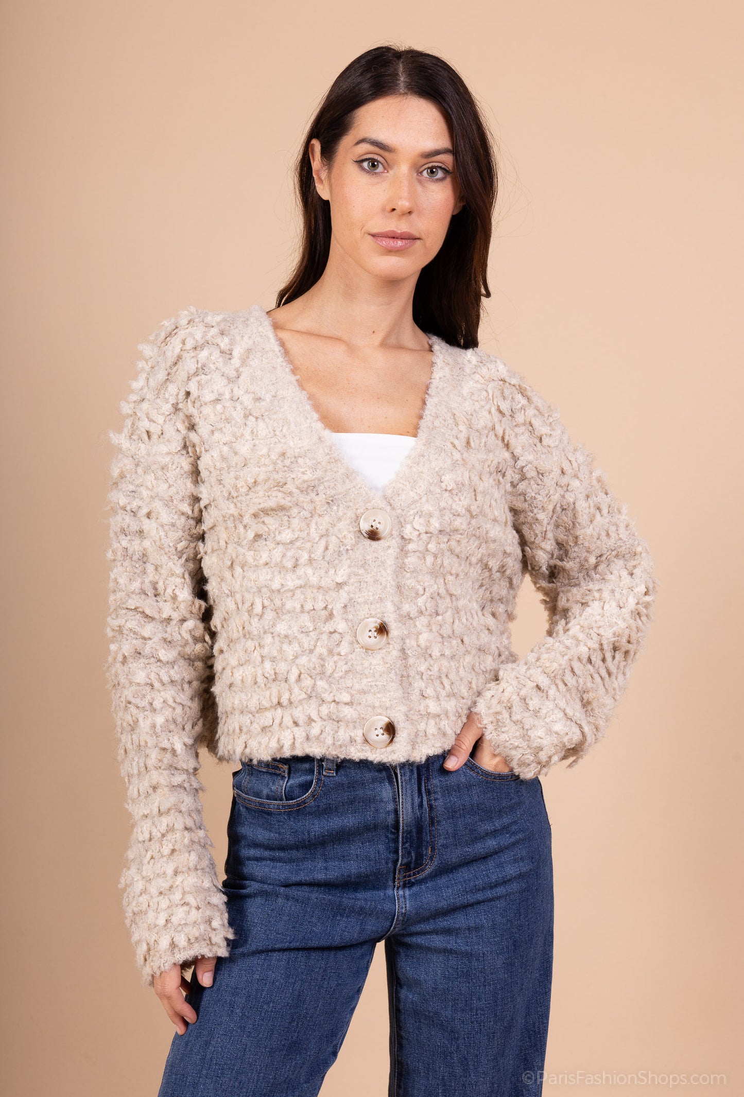 Cardigan Moumoute Large Cropped Côtelé