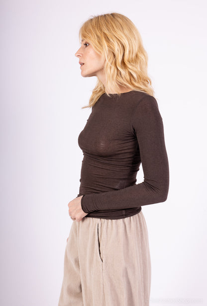 T-Shirt Léger Manche Longue Col Rond 15% Cachemire