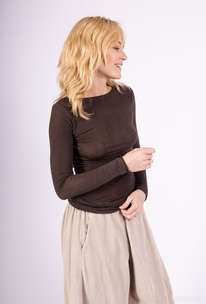 T-Shirt Léger Manche Longue Col Rond 15% Cachemire