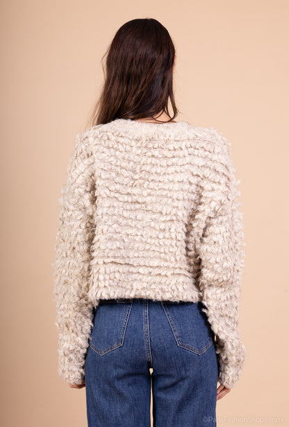 Cardigan Moumoute Large Cropped Côtelé