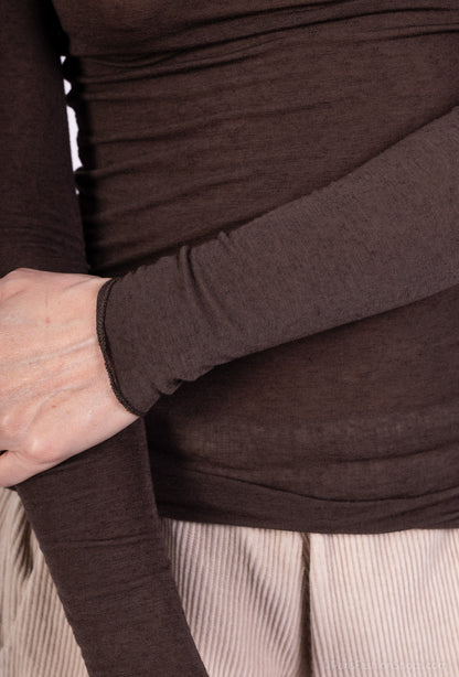 T-Shirt Léger Manche Longue Col Rond 15% Cachemire