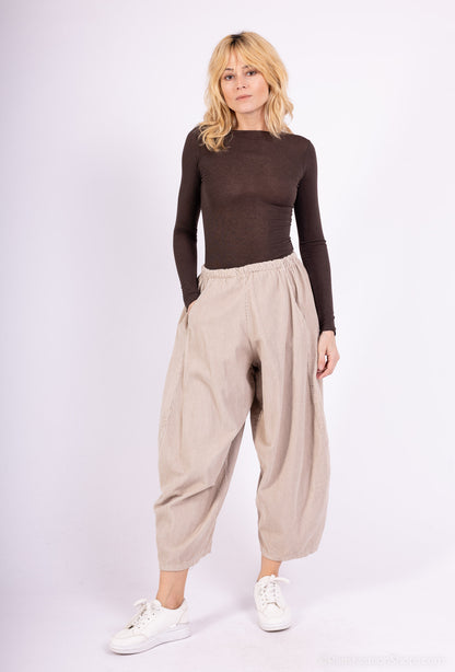 Pantalon Ballon Taille Élastique Velours Côtelé 100% Coton