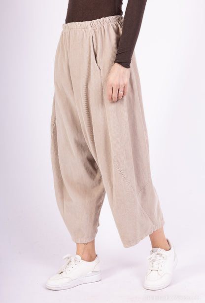 Pantalon Ballon Taille Élastique Velours Côtelé 100% Coton