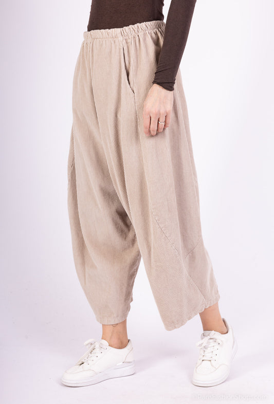 Pantalon Ballon Taille Élastique Velours Côtelé 100% Coton