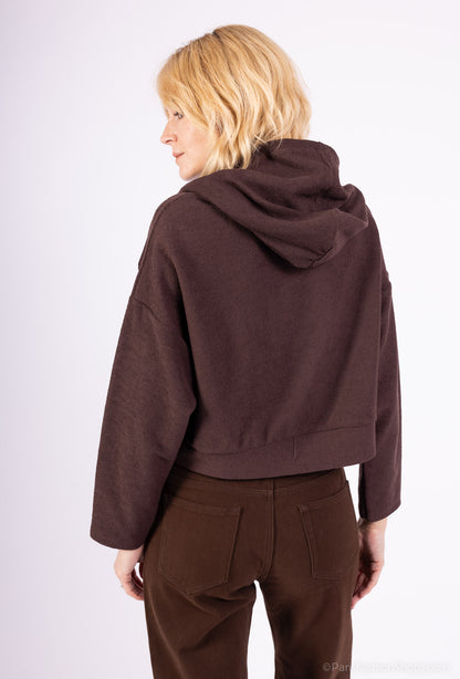 Sweatshirt Large Cropped Capuche Poche Kangourou 100% Coton
