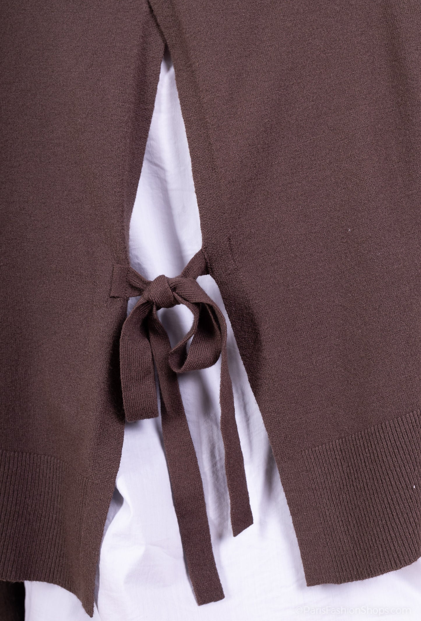 Pull Dos Ouvert Nœud Ajustable Effet Superposé Chemise