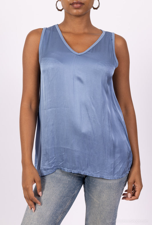 Débardeur Évasé Col V Satiné 100% Viscose