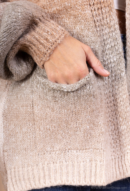 Cardigan Large à Poches Motif Dégradés 18% Laine