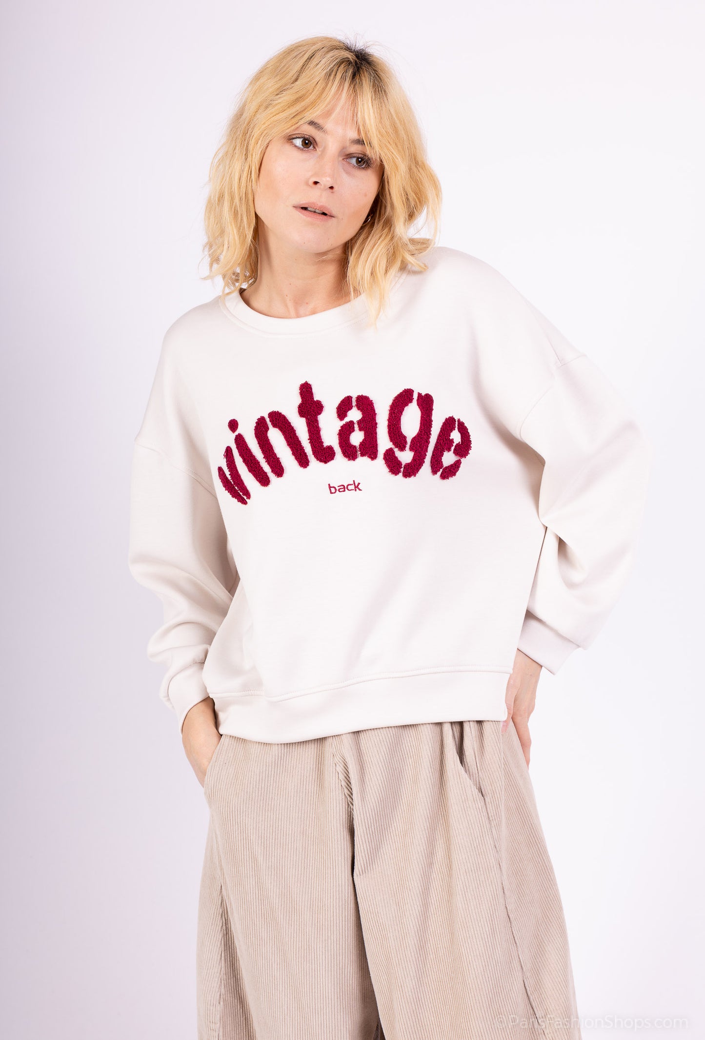 Sweater Large Stretch Confort Broderie Moumoute "Vintage"