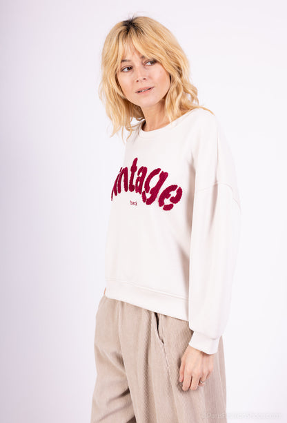 Sweater Large Stretch Confort Broderie Moumoute "Vintage"