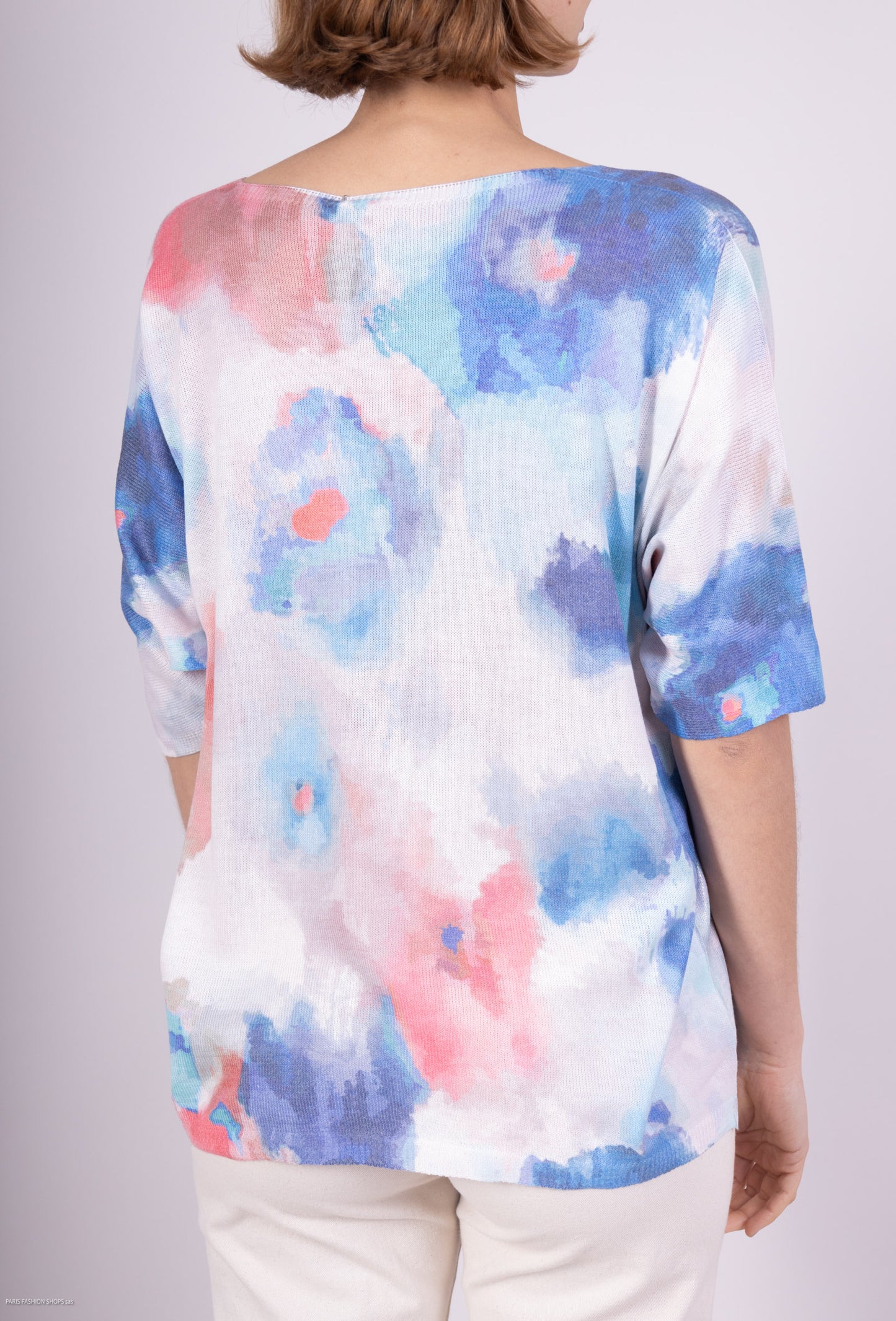 T-Shirt Motif Aquarelle Multicolore Coupe Large