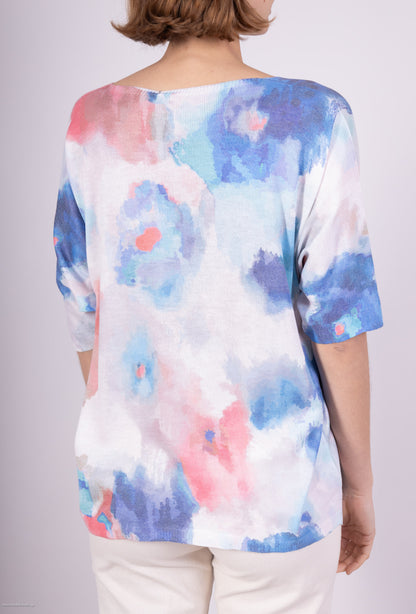 T-Shirt Motif Aquarelle Multicolore Coupe Large