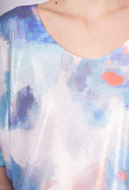 T-Shirt Motif Aquarelle Multicolore Coupe Large