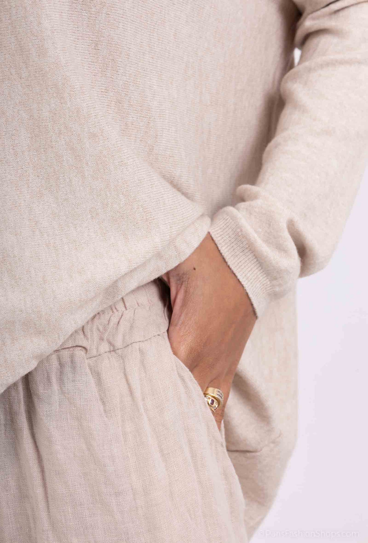 Pantalon Capri Léger à Cordon 100% Lin