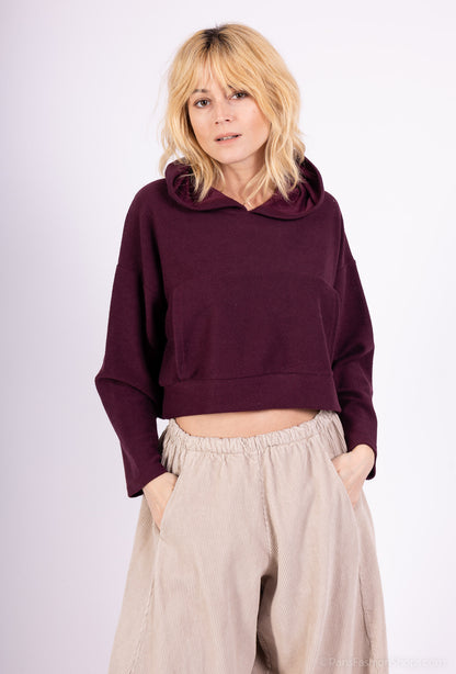 Sweatshirt Large Cropped Capuche Poche Kangourou 100% Coton