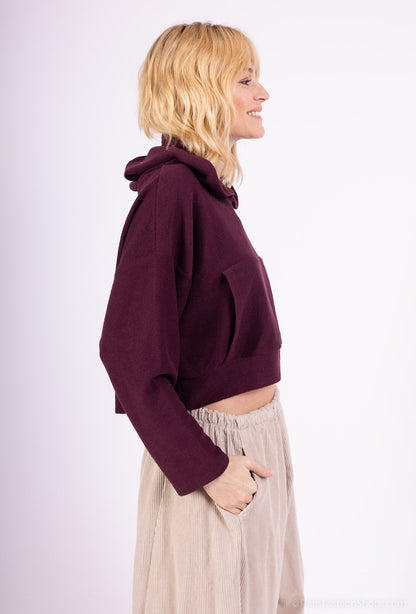 Sweatshirt Large Cropped Capuche Poche Kangourou 100% Coton